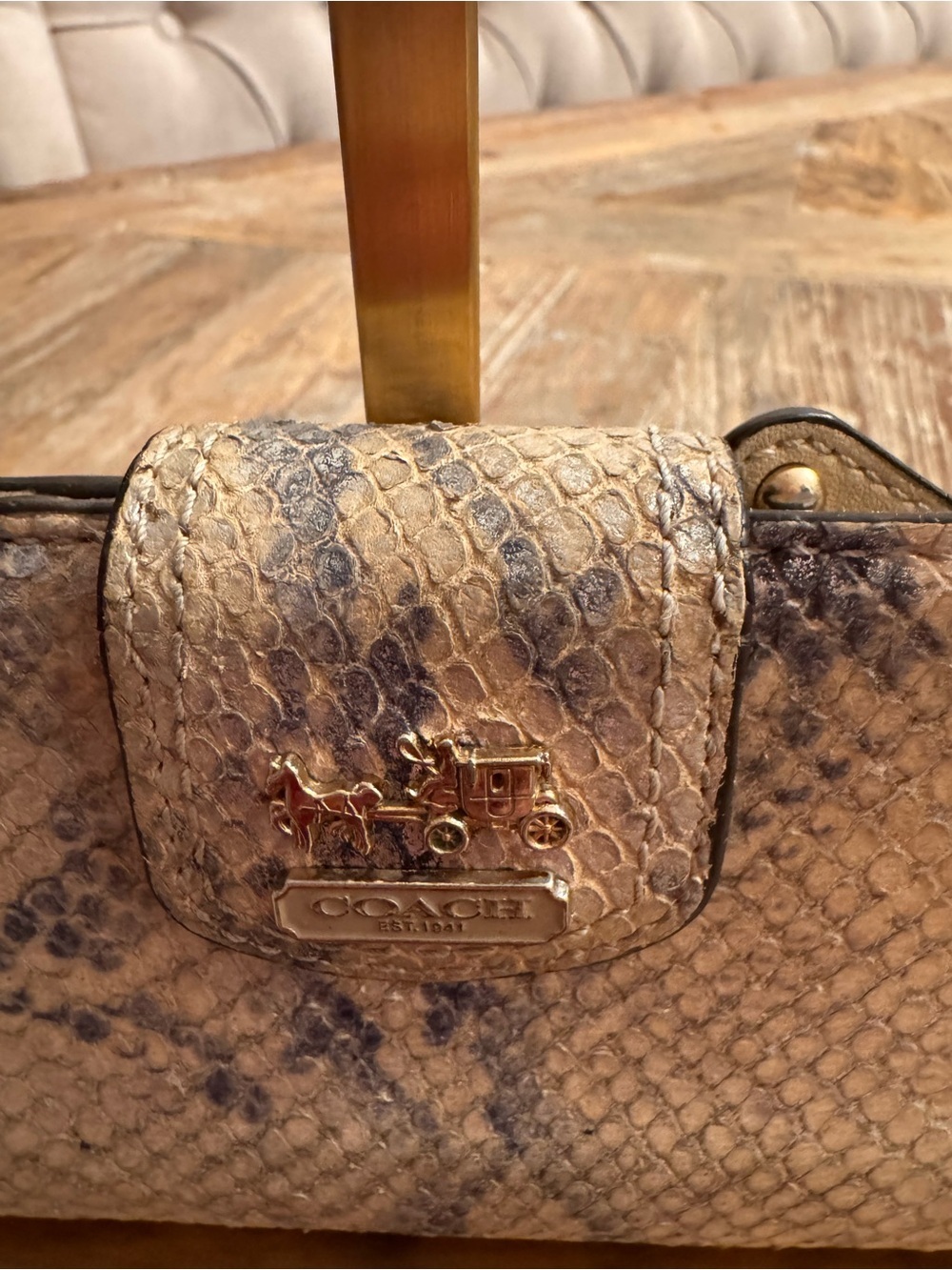 Coach Madison Python-Embossed Leather Slim Envelope Wallet. - Picture 2 of 10